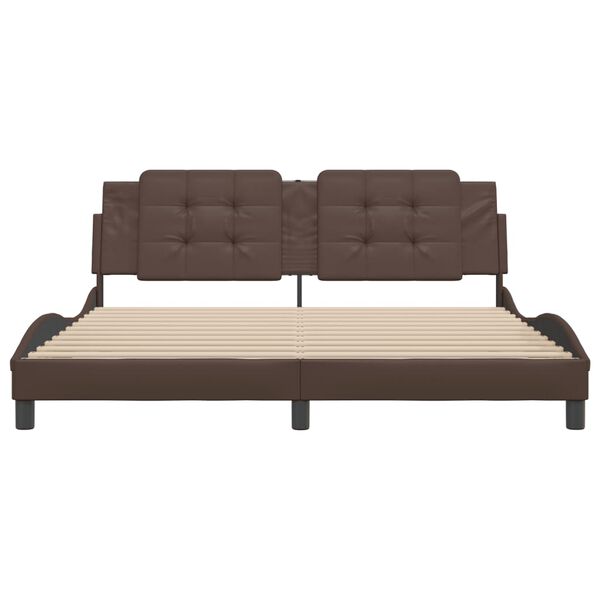 vidaXL Bed Frame without Mattress "Zadar" Brown 180x200 cm Super King Faux Leather