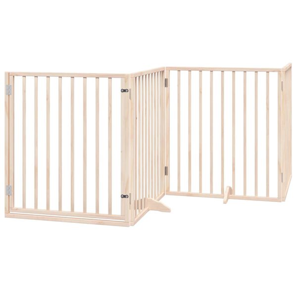 vidaXL Dog Gate with Door Foldable 4 Panels 320 cm Poplar Wood