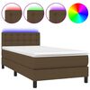vidaXL Box Spring Bed with Mattress&LED Dark Brown 90x190cm Fabric