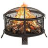 vidaXL Rustic Fire Pit with Poker 67.5 cm XXL Steel