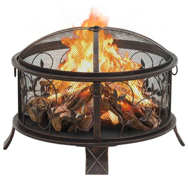 vidaXL Rustic Fire Pit with Poker 67.5 cm XXL Steel