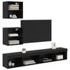 vidaXL TV Wall Units with LED with LED 5 pcs Black Oak Engineered Wood