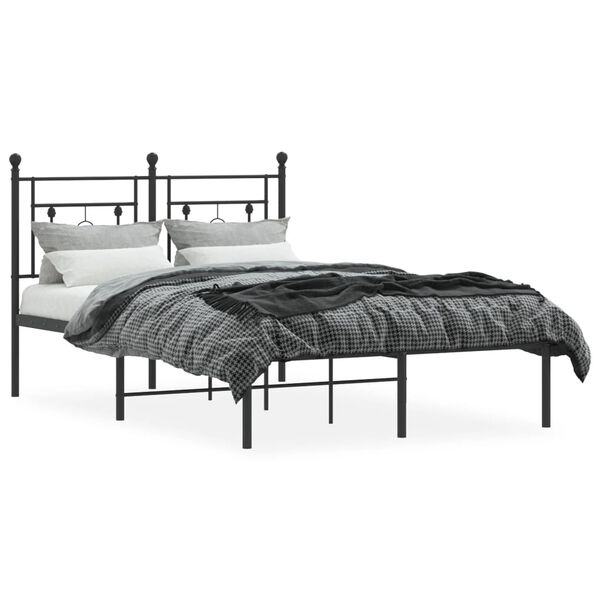 vidaXL Metal Bed Frame without Mattress with Headboard Black 120x200cm