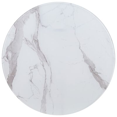 vidaXL Table Top White Ø80 cm Glass with Marble Texture