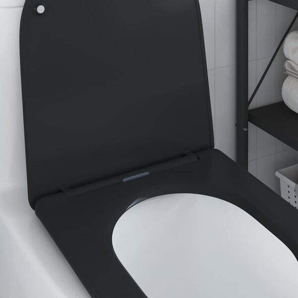 vidaXL Toilet Seat Black 47 x 36 x 3.4 cm Duroplast
