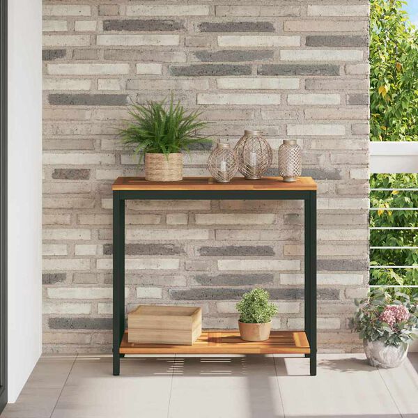 vidaXL Outdoor Table with Storage Natural and black 80 x 35 x 75 cm