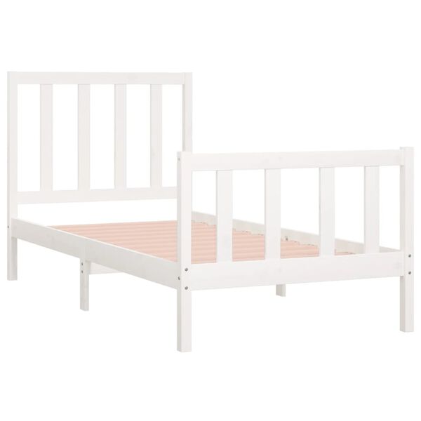 vidaXL Bed Frame without Mattress White 75x190 cm Small Single Solid Wood