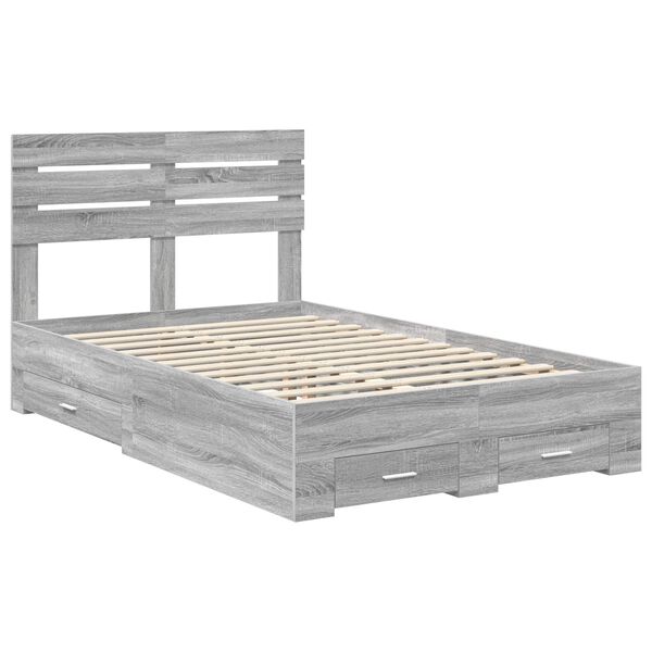 vidaXL Bed Frame with Drawer with Headboard Manual Engineered Wood