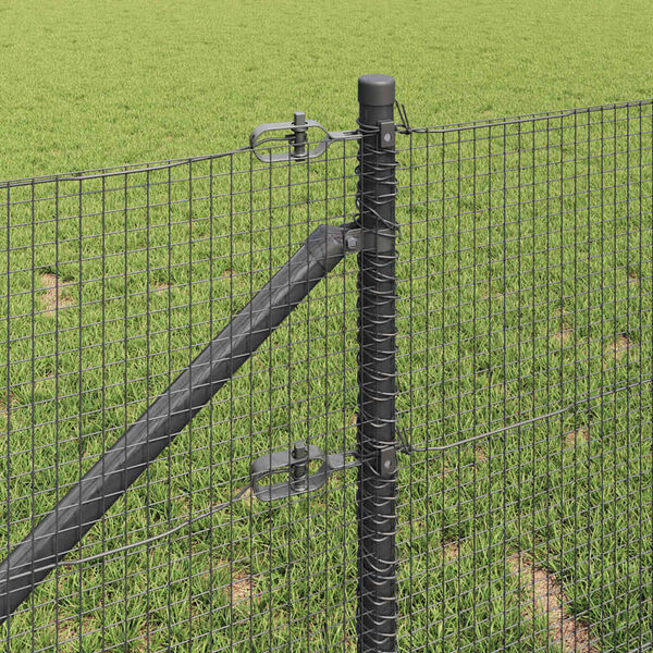 vidaXL Fence Post Grey 10 x 0.8 m (16 x 16 mm mesh) Steel and PVC