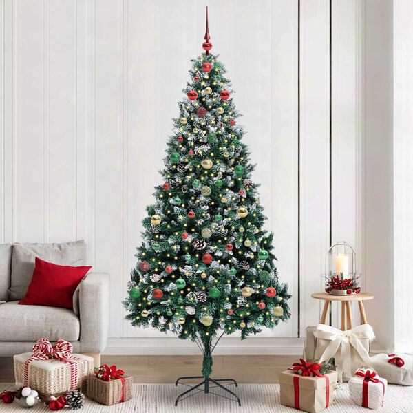 vidaXL Artificial Christmas Tree with 300 LEDs with Stand Green 240 cm
