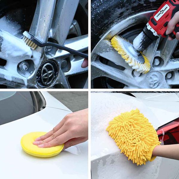 vidaXL Car Brush Set Multicolour Poly Rattan