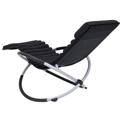 vidaXL Outdoor Sun Lounger with Cushion Steel Black