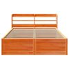 vidaXL Bed Frame with Headboard Wax Brown 135x190 cm Double Solid Wood Pine