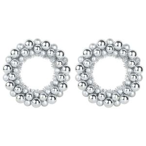 vidaXL Christmas Ball Wreathes 2 pcs Silver 33 x 33 x 7 cm Polystyrene