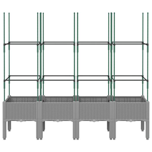 vidaXL Garden Planter with Trellis Light Grey 160x40x142.5 cm PP