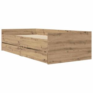 vidaXL Bed Frame with Drawer Artisan Oak 100 x 200 cm Solid Pine Wood
