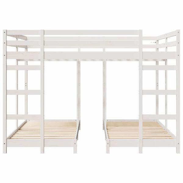 vidaXL Triple Bunk Bed Frame White 160 x 200 cm Solid Pine Wood