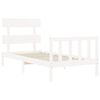 vidaXL Bed Frame without Mattress White Single Solid Wood Pine