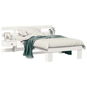 vidaXL Bed Frame with Headboard White 100 x 200 cm Solid Pine Wood