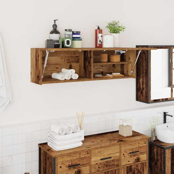 vidaXL Bathroom Wall Cabinet Old Wood 100x25x30 cm Engineered Wood