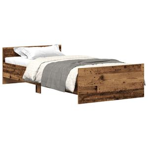 vidaXL Bed Frame without Mattress Old Wood 75x190 cm Engineered Wood