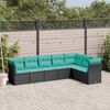 vidaXL 7 Piece Garden Sofa Set with Cushions Black Poly Rattan