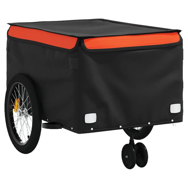 vidaXL Bike Trailer Black and Orange 45 kg Iron