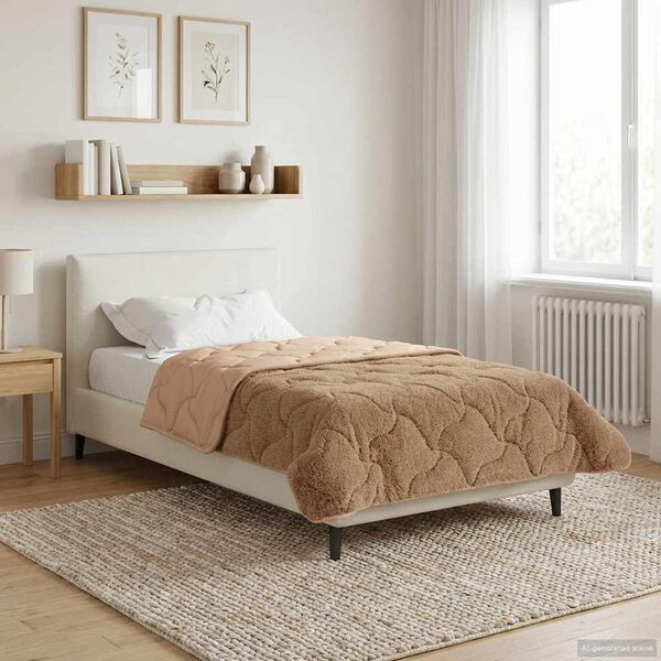 vidaXL Full Year Duvet Taupe 155 x 200 cm Microfiber and Teddy fleece