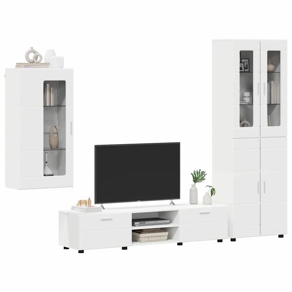 vidaXL TV Cabinet Set with Drawer with Shelf White Engineered Wood