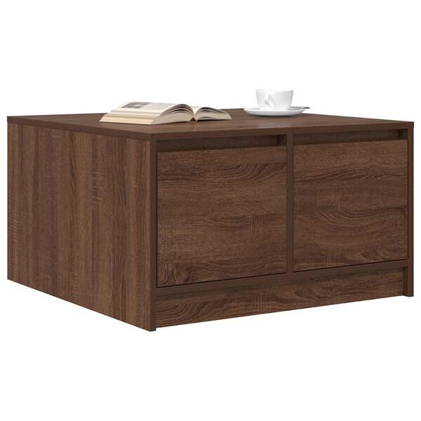 vidaXL Coffee Table with Drawers Brown Oak 70.5x70x40 cm