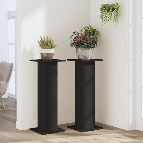 vidaXL Plant Stands 2 pcs Black 30x30x80 cm Engineered Wood