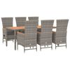 vidaXL 7 Piece Garden Dining Set Grey Poly Rattan&Solid Wood Acacia