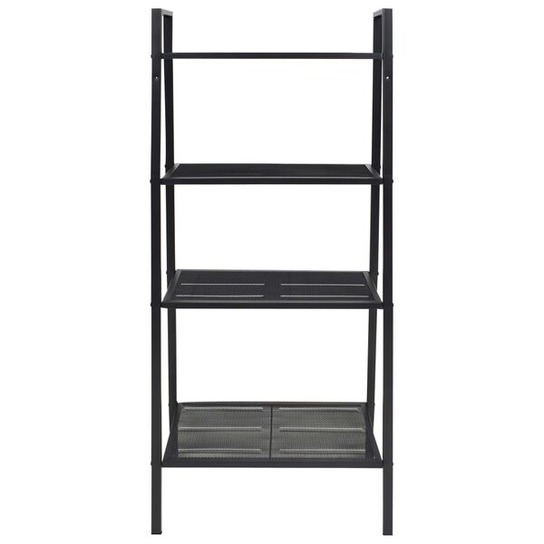 vidaXL Ladder Bookcase 4 Tiers Metal Black
