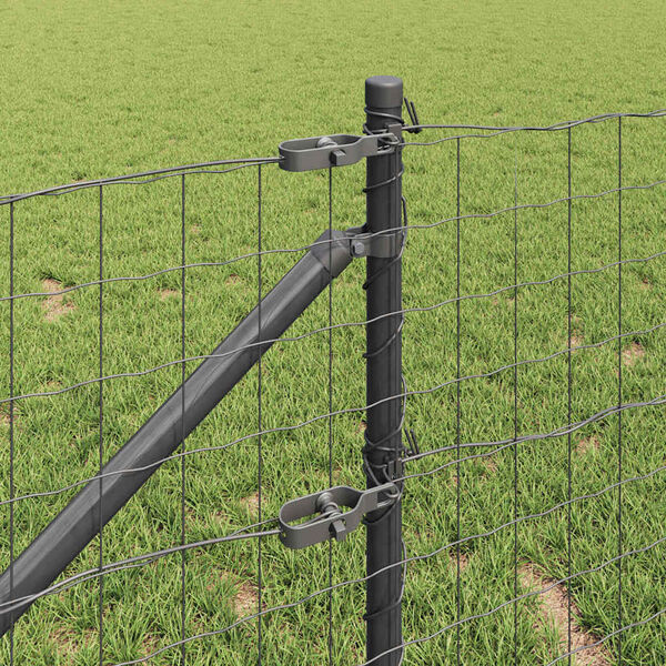vidaXL Fence with Post Grey 0.4 x 10 m Steel and PVC