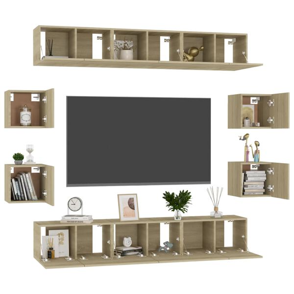 vidaXL 10 Piece TV Cabinet Set Sonoma Oak Engineered Wood