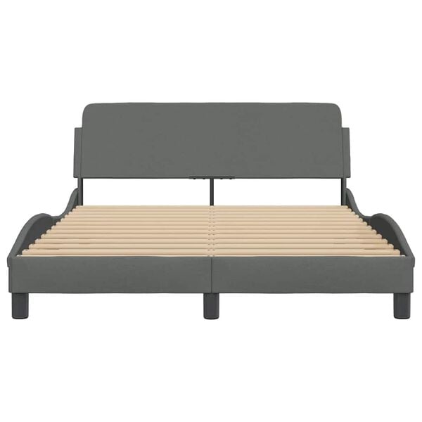 vidaXL Bed Frame "Dover" Dark Grey 135x190 cm Double Fabric