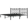 vidaXL Metal Bed Frame without Mattress with Headboard Black 180x200cm