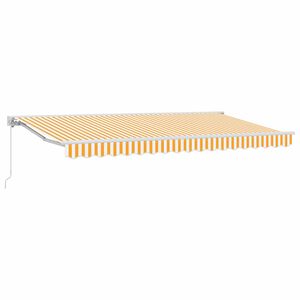vidaXL Retractable Awning Manual Yellow and White 350 x 200 cm