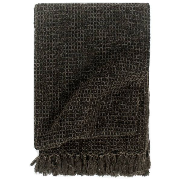 vidaXL Throw Cotton 125x150 cm Anthracite/Brown