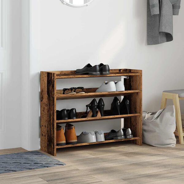 vidaXL Shoe Rack Old Wood 80x25x62 cm Engineered Wood