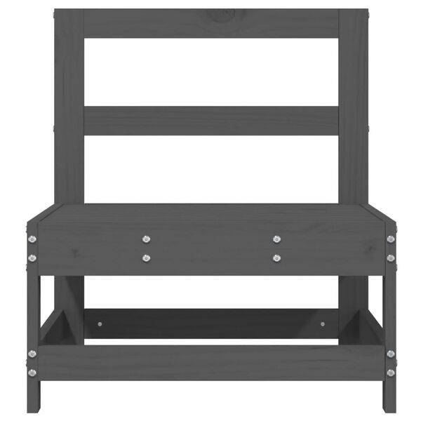vidaXL Garden Middle Sofas 2 pcs Grey Solid Wood Pine