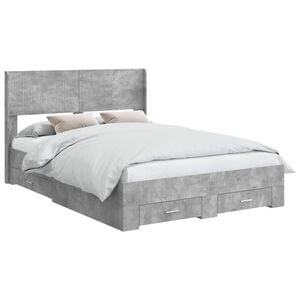 vidaXL Bed Frame with Storage and Headboard Concrete Grey 140 x 200 cm