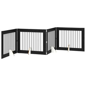 vidaXL Foldable Dog Gate with Stands 4 pcs Black Oak 401 cm