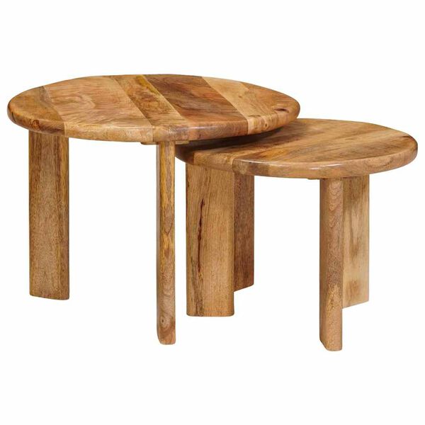 vidaXL Nesting Tables 2 pcs Brown Solid Mango Wood