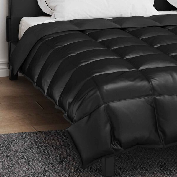 vidaXL Winter Duvet Black 220 x 200 cm Satin and Microfiber
