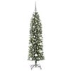 vidaXL Artificial Slim Christmas Tree Green and White 150 cm