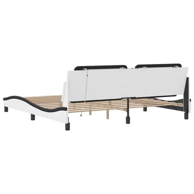 vidaXL Bed Frame with LED Lights White and Black 200x200 cm Faux Leather