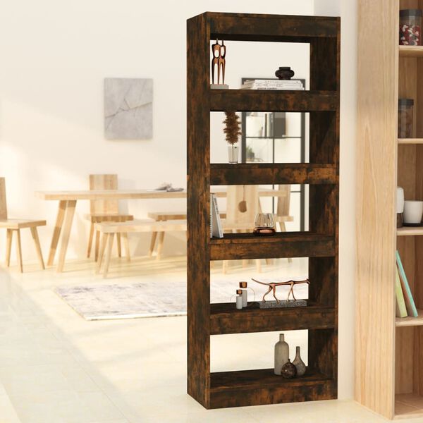 vidaXL Book Cabinet/Room Divider Smoked Oak 60x30x166 cm Engineered Wood