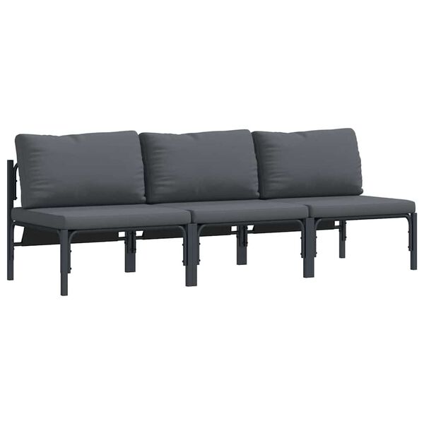 vidaXL Outdoor Furniture with Cushion with Pillow Anthracite Steel