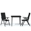 vidaXL 3 Piece Garden Dining Set Black